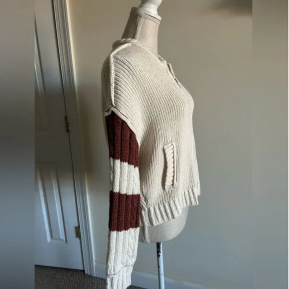 Anthropologie pilcro Tiger cable knit icon zip up sweater size XS - Picture 4 of 11